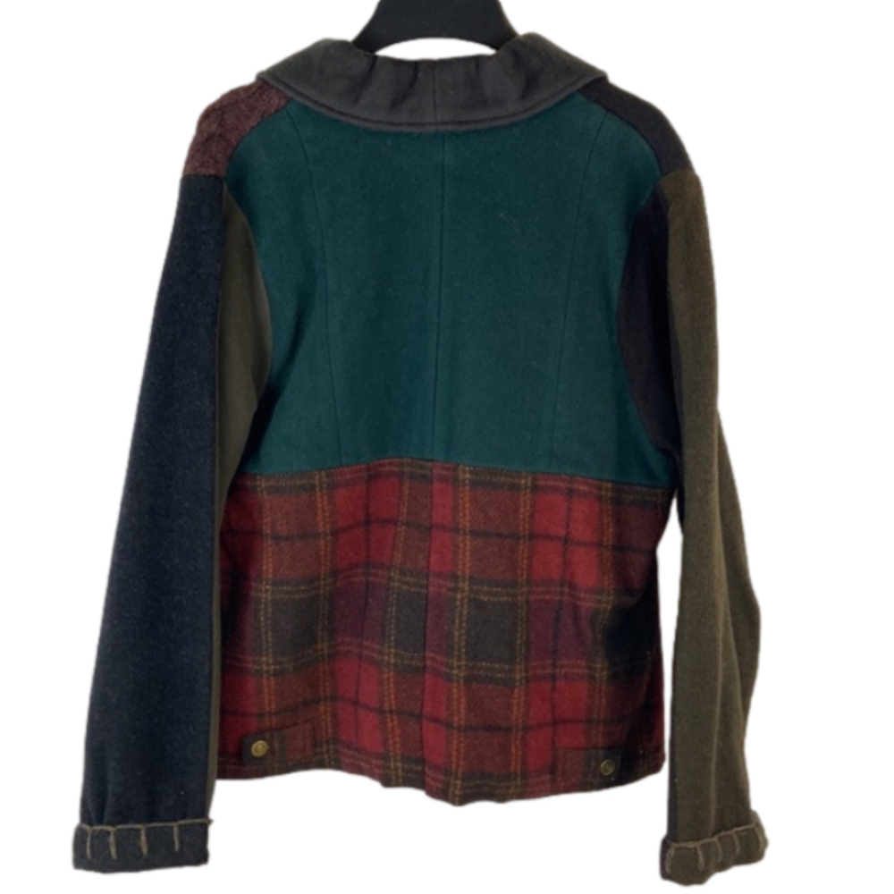 Mixed Patchwork Repurposed Wool Sweater Jacket Handmade by Baabaazuzu - Picture 6 of 16
